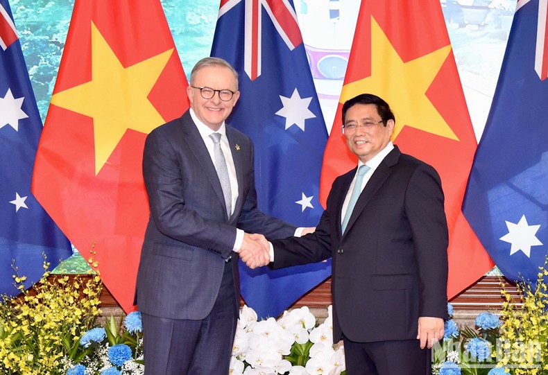 [Ảnh] Thủ tướng Phạm Minh Chính chủ trì Lễ đón Thủ tướng Australia Anthony Albanese