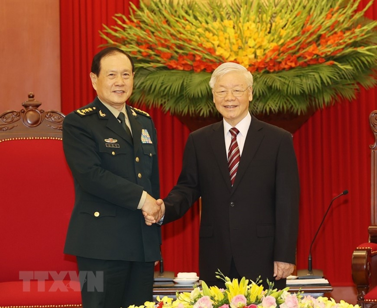 Tổng Bí thư Nguyễn Phú Trọng tiếp Bộ trưởng Quốc phòng Trung Quốc Ngụy Phượng Hòa