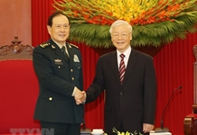Tổng Bí thư Nguyễn Phú Trọng tiếp Bộ trưởng Quốc phòng Trung Quốc Ngụy Phượng Hòa