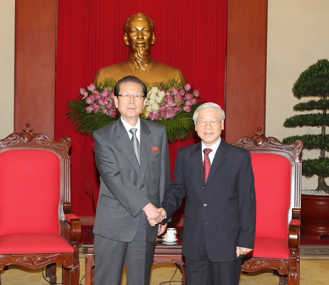 Tổng Bí thư Nguyễn Phú Trọng tiếp Đoàn đại biểu cấp cao Đảng Lao động Triều Tiên