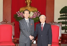Tổng Bí thư Nguyễn Phú Trọng tiếp Đoàn đại biểu cấp cao Đảng Lao động Triều Tiên