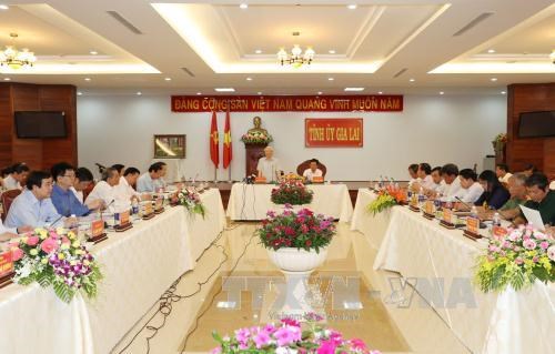 Tổng Bí thư Nguyễn Phú Trọng làm việc với đội ngũ cán bộ chủ chốt tỉnh Gia Lai