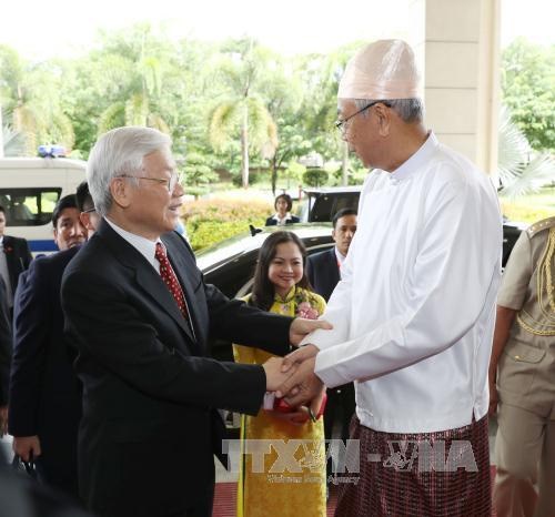 Tổng Bí thư Nguyễn Phú Trọng hội đàm với Tổng thống Myanmar Htin Kyaw