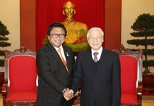 Tổng Bí thư Nguyễn Phú Trọng tiếp Đoàn đại biểu Hội đồng Đại biểu Địa phương In-đô-nê-xi-a