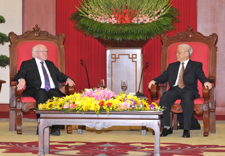 Tổng Bí thư Nguyễn Phú Trọng; Thủ tướng Nguyễn Xuân Phúc tiếp Tổng thống Ai-len M.Hích-gin
