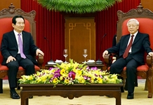 Tổng Bí thư, Chủ tịch nước tiếp; Chủ tịch Quốc hội đón, hội đàm với Chủ tịch Quốc hội Hàn Quốc