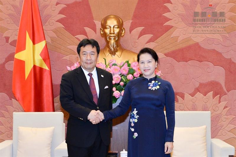Chủ tịch Quốc hội Nguyễn Thị Kim Ngân tiếp Phó Tổng thư ký Thường trực Đảng Dân tiến Nhật Bản Yukio Edano