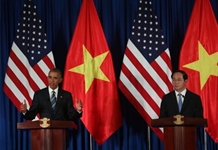 Chủ tịch nước Trần Đại Quang và Tổng thống Barack Obama họp báo chung