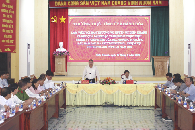 Thường trực Tỉnh ủy Khánh Hòa làm việc với Ban Thường vụ Huyện ủy Diên Khánh