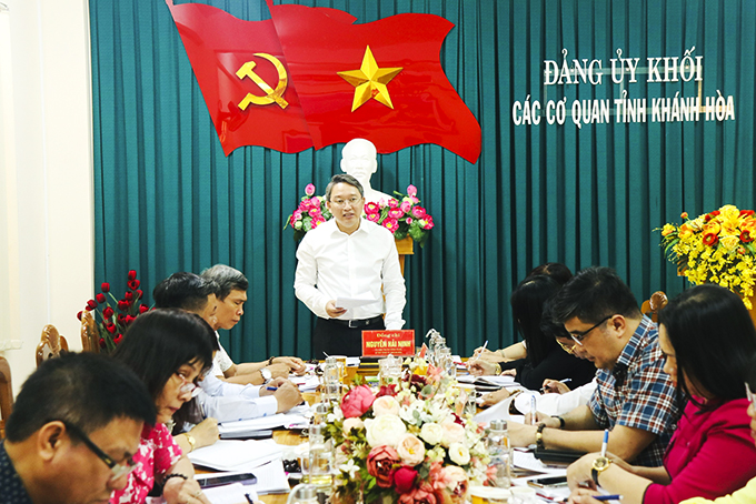 Bí thư Tỉnh ủy Nguyễn Hải Ninh làm việc với Đảng ủy Khối các cơ quan tỉnh