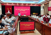 Thường trực Ban Bí thư Võ Văn Thưởng làm việc với cán bộ chủ chốt Học viện chính trị Quốc gia Hồ Chí Minh