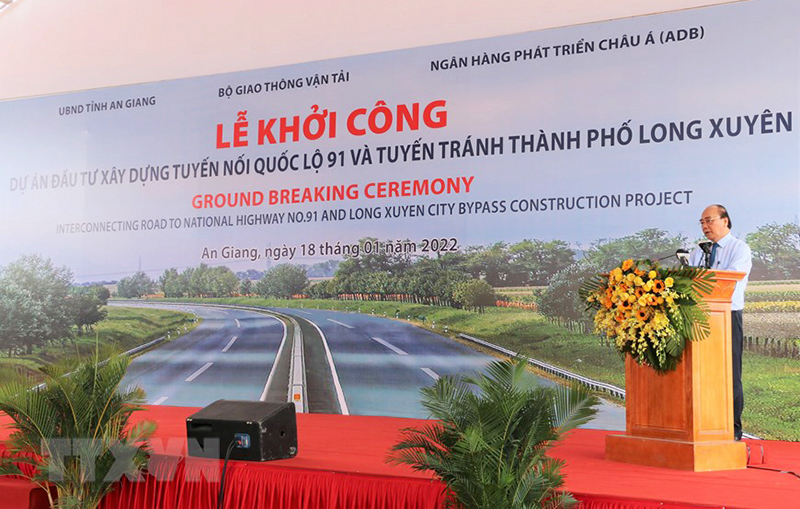 Chủ tịch nước dự lễ khởi công dự án tuyến nối Quốc lộ 91 và tuyến tránh thành phố Long Xuyên