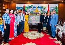 UBMTTQ Việt Nam tỉnh Khánh Hòa thăm, làm việc với UBMT Lào xây dựng đất nước tỉnh Champasak
