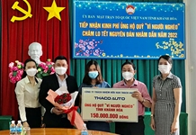 UBMTTQ Việt Nam tỉnh Khánh Hòa tiếp nhận 150 triệu đồng ủng hộ Quỹ "Vì người nghèo" tỉnh