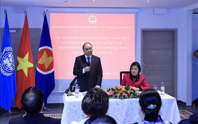 Chủ tịch nước gặp gỡ cán bộ Phái đoàn đại diện thường trực Việt Nam tại Geneva
